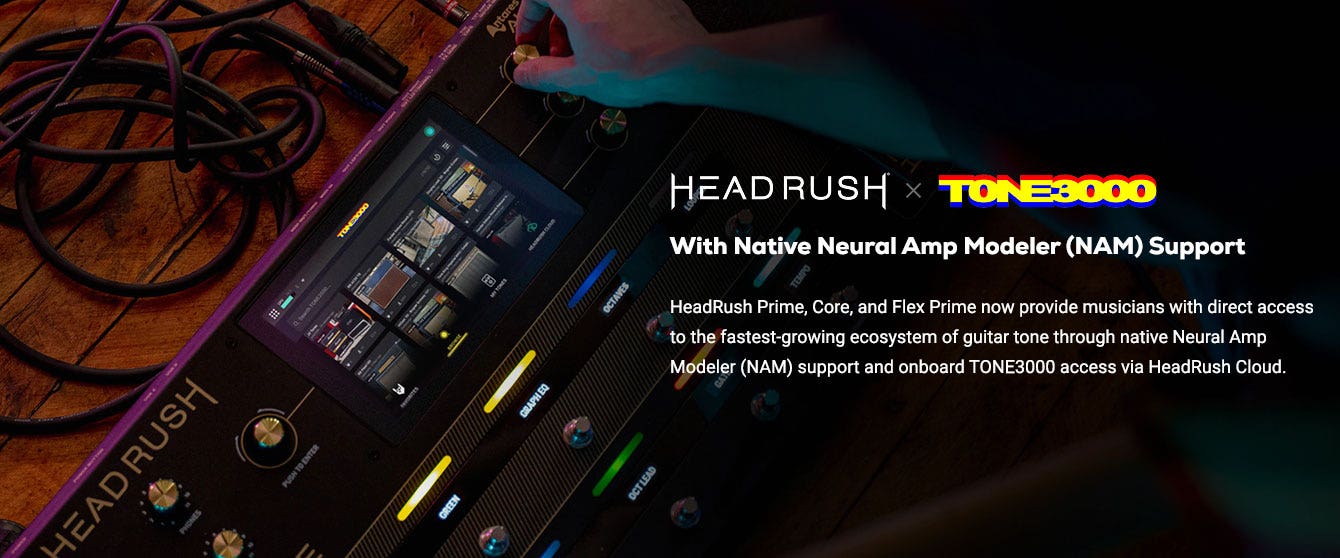 HeadRush x Tone3000 with native Neural Amp Modeler (NAM) support