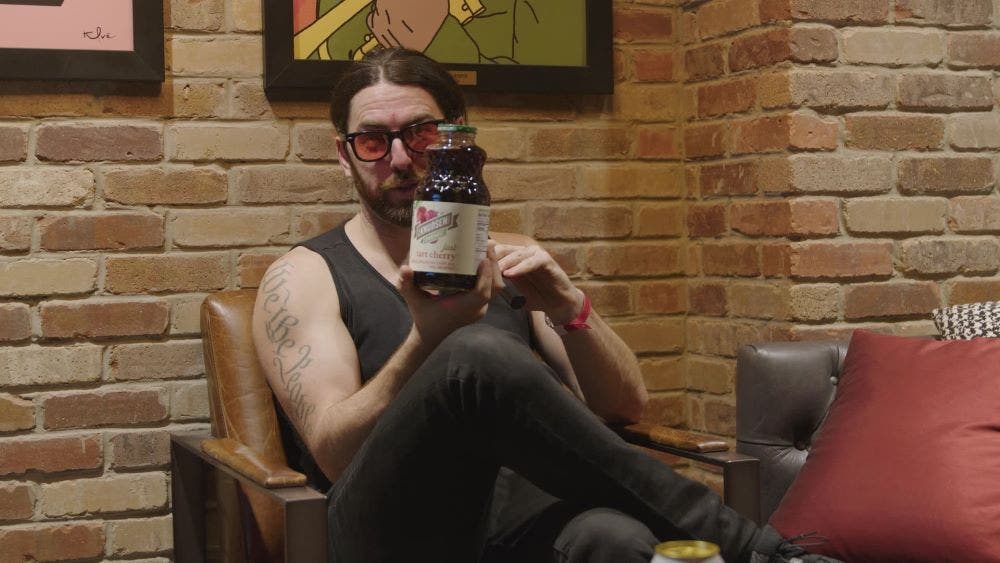 Poppy drummer Ralph Alexander talking to AMS about Tart Cherry drinks