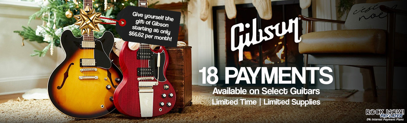 Select Gibson guitars available on the AMS 18 payment plan! banner
